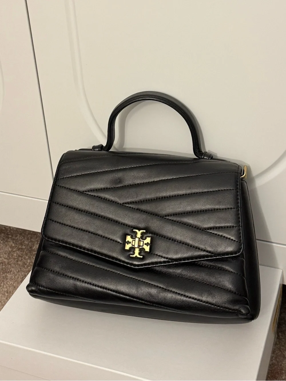Tory Burch Kira Black Quilted Top-Handle and Crossbody Women's Bag